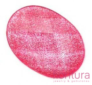 KABOSZON AKRYLOWY FASETOWANY Z BROKATEM OWAL 18x13MM KOLOR CIEMNY RÓŻ