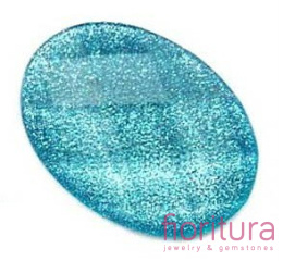 KABOSZON AKRYLOWY FASETOWANY Z BROKATEM OWAL 18x13MM KOLOR KOLOR NIEBIESKI