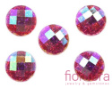 KABOSZON Z ŻYWICY FASETOWANY TRANSPARENTNY Z BROKATEM KOŁO 10MM KOLOR FUCHSIA AB
