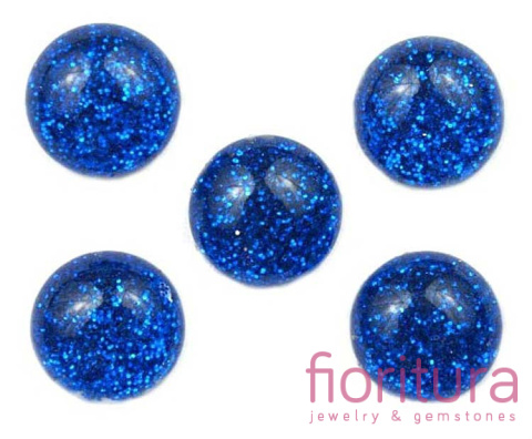 KABOSZON Z ŻYWICY Z BROKATEM KOŁO 12MM KOLOR ROYAL BLUE