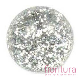 KABOSZON Z ŻYWICY Z BROKATEM KOŁO 12MM KOLOR SILVER