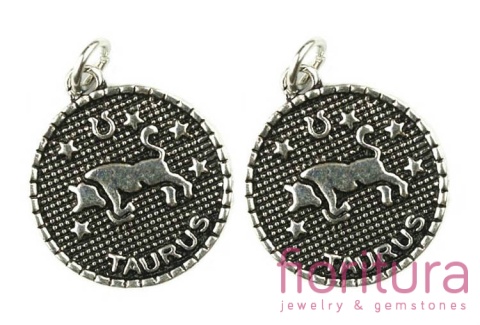 ZAWIESZKA ZODIAK BYK 23X20MM KOLOR STARE SREBRO