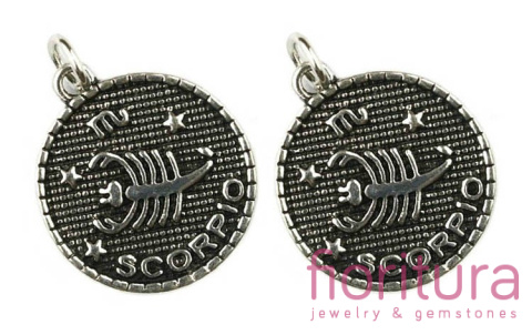 ZAWIESZKA ZODIAK SKORPION 23X20MM KOLOR STARE SREBRO