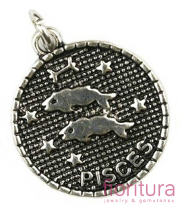 ZAWIESZKA ZODIAK RYBY 23X20MM KOLOR STARE SREBRO