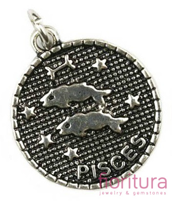 ZAWIESZKA ZODIAK RYBY 23X20MM KOLOR STARE SREBRO