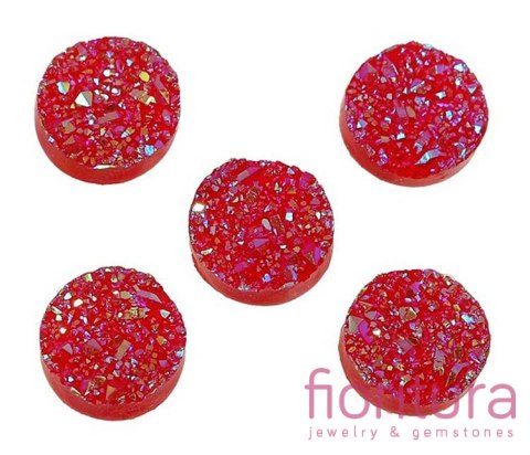 KABOSZON AKRYLOWY DRUZY KOŁO 12MM KOLOR RED AB