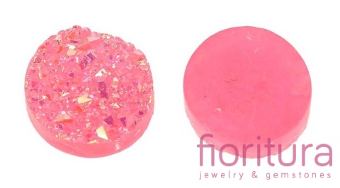 KABOSZON AKRYLOWY DRUZY KOŁO 12MM KOLOR PINK AB