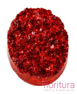 KABOSZON AKRYLOWY DRUZY OWAL 18x13MM KOLOR RED