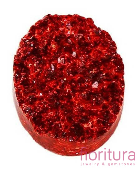 KABOSZON AKRYLOWY DRUZY OWAL 18x13MM KOLOR RED
