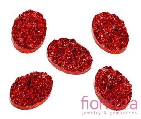 KABOSZON AKRYLOWY DRUZY OWAL 18x13MM KOLOR RED