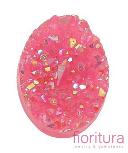 KABOSZON AKRYLOWY DRUZY OWAL 18x13MM KOLOR JASNA FUKSJA AB