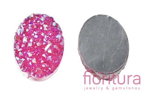 KABOSZON AKRYLOWY DRUZY OWAL 18x13MM KOLOR FUKSJA AB