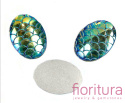 KABOSZON AKRYLOWY WZÓR RYBIEJ ŁUSKI OWAL 18x13MM KOLOR BLUE AB