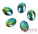 KABOSZON AKRYLOWY WZÓR RYBIEJ ŁUSKI OWAL 18x13MM KOLOR BLUE AB
