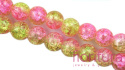 KORALIKI SZKLANE CRACKLE KULA 10MM KOLOR PINK/YELLOW