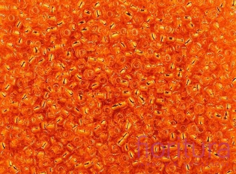 KORALIKI SZKLANE DROBNE SREBRZONE 3,5MM KOLOR POMARAŃCZOWY