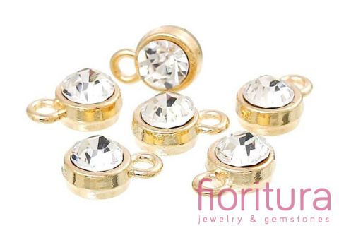 ZAWIESZKA KABOSZON KRYSZTAŁOWY FASETOWANY KOLOR CRYSTAL 11x8MM KOLOR ZŁOTY