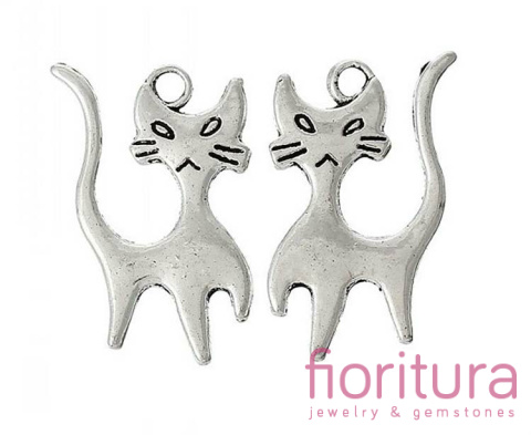 ZAWIESZKA KOT 22x15MM KOLOR STARE SREBRO