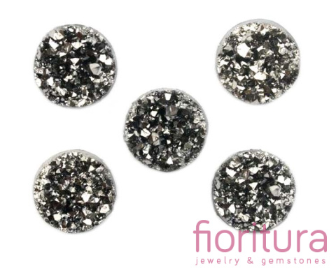 KABOSZON AKRYLOWY DRUZY KOŁO 8MM KOLOR DARK SILVER