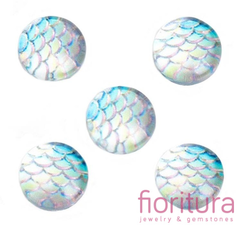 KABOSZON SZKLANY WZÓR RYBIEJ ŁUSKI 10MM KOLOR BLUE