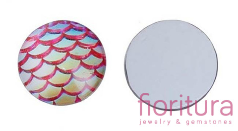 KABOSZON SZKLANY WZÓR RYBIEJ ŁUSKI 10MM KOLOR RED