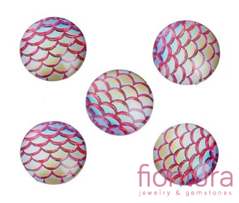 KABOSZON SZKLANY WZÓR RYBIEJ ŁUSKI 10MM KOLOR RED