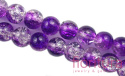 KORALIKI SZKLANE CRACKLE KULA 10MM KOLOR PURPLE/CRYSTAL