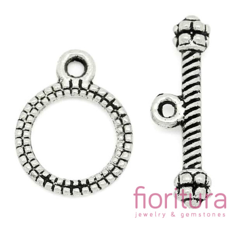 ZAPIĘCIE PRZEKŁADKOWE TOGGLE 13X10MM KOLOR STARE SREBRO