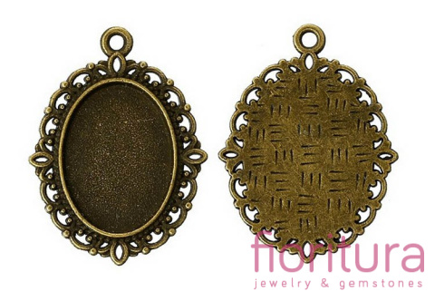 BAZA ZAWIESZKI OWAL 18x13MM KOLOR STARE ZŁOTO