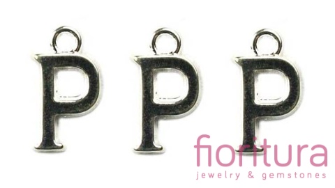 ZAWIESZKA LITERA P 15x9MM KOLOR SREBRNY