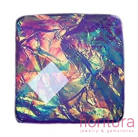 KABOSZON AKRYLOWY FASETOWANY KWADRAT 18x18MM KOLOR PURPUROWY