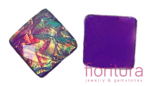 KABOSZON AKRYLOWY FASETOWANY KWADRAT 18x18MM KOLOR PURPUROWY