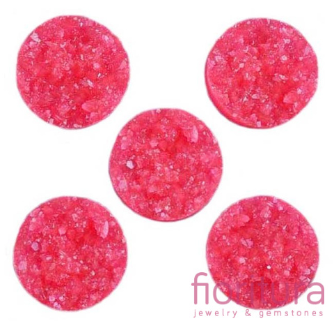 KABOSZON AKRYLOWY DRUZY KOŁO 18MM KOLOR CZERWONY