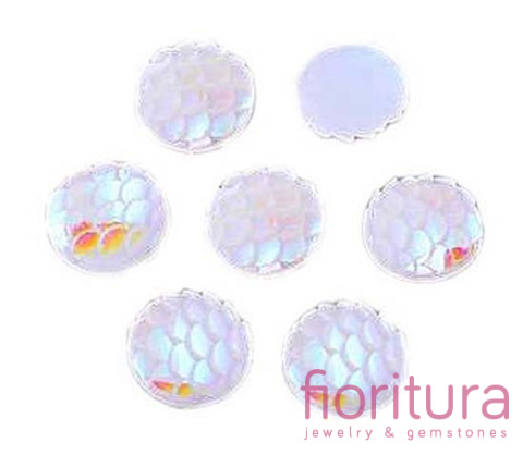 KABOSZON AKRYLOWY WZÓR RYBIEJ ŁUSKI 10,5x2MM KOLOR WHITE AB