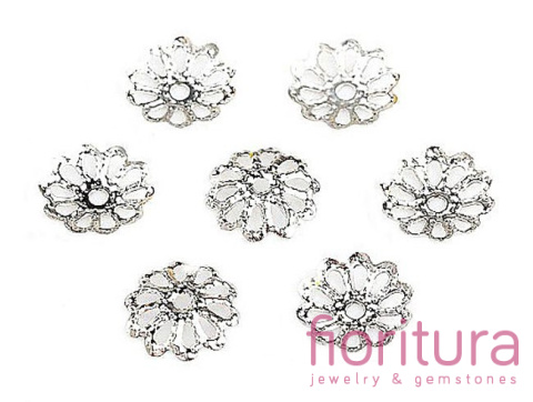 NAKŁADKA FILIGRANOWA KWIAT 9MM KOLOR SREBRNY