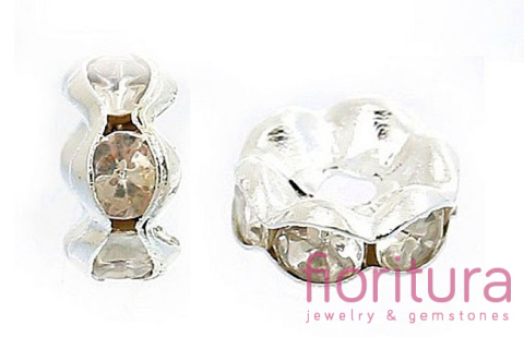 PRZEKŁADKA DYSK Z KRYSZTAŁKAMI CRYSTAL 8x4MM KOLOR SREBRNY