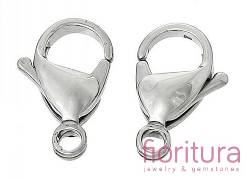 ZAPIĘCIE KARABIŃCZYK OWALNY 14x8MM KOLOR SREBRNY