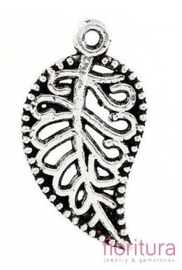ZAWIESZKA LIŚĆ 19X10MM KOLOR STARE SREBRO