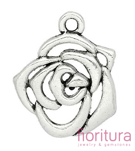 ZAWIESZKA RÓŻA 19x16MM KOLOR STARE SREBRO