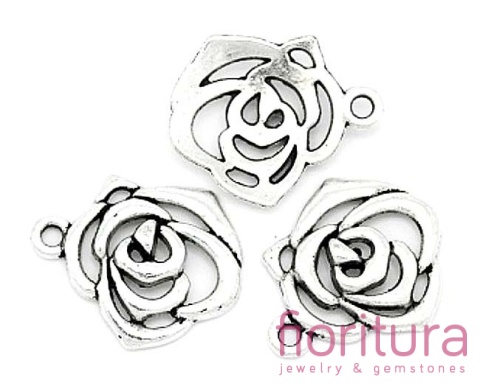 ZAWIESZKA RÓŻA 19x16MM KOLOR STARE SREBRO