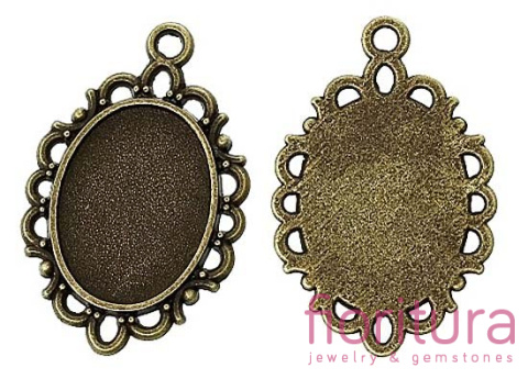 BAZA ZAWIESZKI OWAL 18x13MM KOLOR STARE ZŁOTO