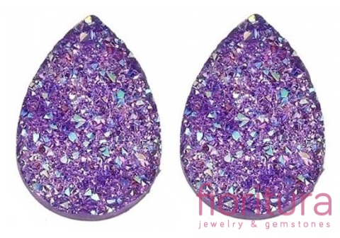 KABOSZON AKRYLOWY DRUZY ŁEZKA 25x18MM KOLOR PURPLE AB