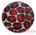KABOSZON AKRYLOWY FASETOWANY WZÓR LEOPARDA KOŁO 16MM KOLOR BIAŁY/CZARNY/CZERWONY