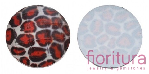 KABOSZON AKRYLOWY FASETOWANY WZÓR LEOPARDA KOŁO 16MM KOLOR BIAŁY/CZARNY/CZERWONY