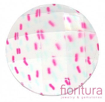 KABOSZON Z ŻYWICY FASETOWANY TRANSPARENTNY KOŁO 16MM KOLOR FUKSJA