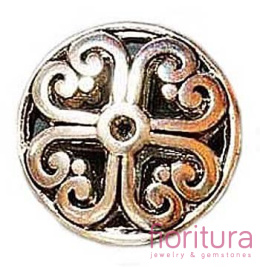 PRZEKŁADKA AŻUROWA DYSK W SERCA 16MM KOLOR STARE SREBRO