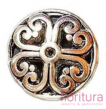 PRZEKŁADKA AŻUROWA DYSK W SERCA 16MM KOLOR STARE SREBRO