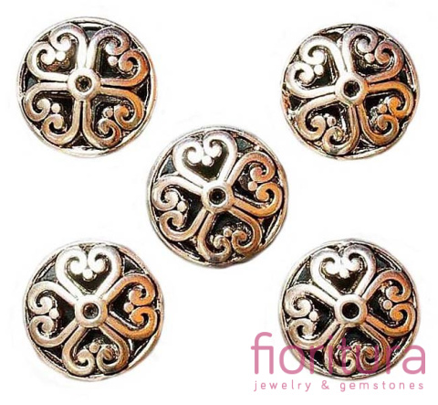 PRZEKŁADKA AŻUROWA DYSK W SERCA 16MM KOLOR STARE SREBRO