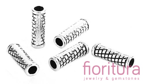 PRZEKŁADKA RURKA RZEŹBIONA 14x5MM KOLOR STARE SREBRO