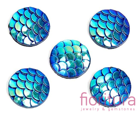 KABOSZON AKRYLOWY WZÓR RYBIEJ ŁUSKI KOŁO 12MM KOLOR BLUE AB